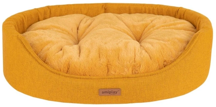 Лежак для собак Amiplay Como овальний S Жовтий (5907563312555) - зображення 1