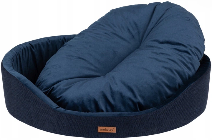 Legowisko dla psów Amiplay Siena owalne L Niebieskie (5907563299191) - obraz 3