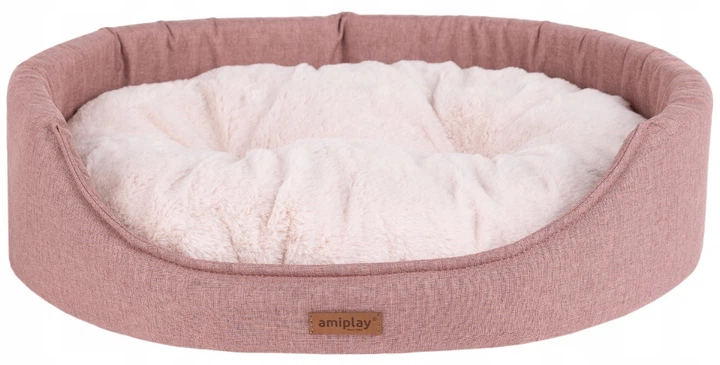 Лежак для собак Amiplay Como овальний S Рожевий (5907563312531) - зображення 1