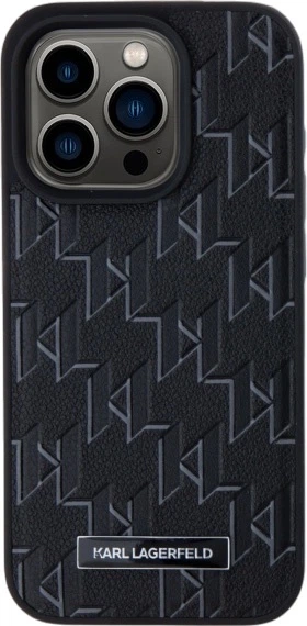 Etui plecki Karl Lagerfeld Leather Monogram Metal Logo MagSafe do Apple iPhone 15 Pro Black (3666339253646) - obraz 3