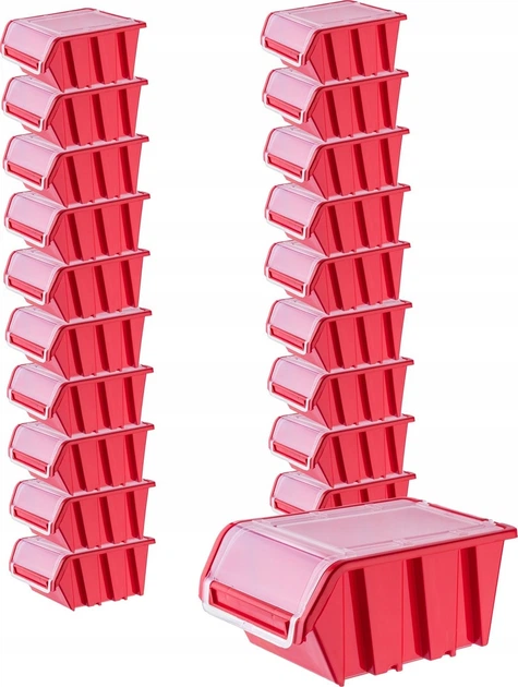 Zestaw kuwet warsztatowych z pokrywą Kadax KTR20 195 x 120 mm 20 szt. Czerwone (5903699456873) - obraz 1