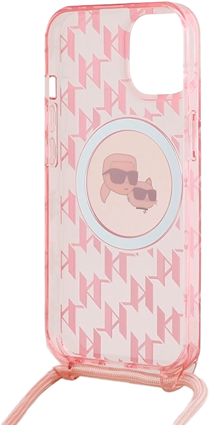 Etui Karl Lagerfeld IML Crossbody Monogram Karl & Choupette do Apple iPhone 13/14/15 Pink (KLHMP15SHCKCKLCP) - obraz 6