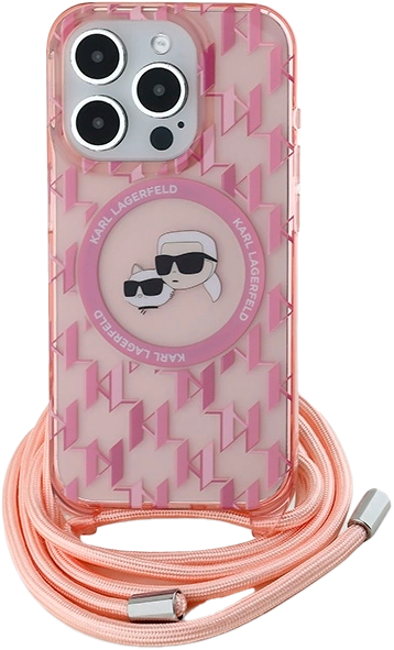 Etui Karl Lagerfeld IML Crossbody Monogram Karl & Choupette Head MagSafe do Apple iPhone 15 Pro Pink (KLHMP15LHCKCKLCP) - obraz 2