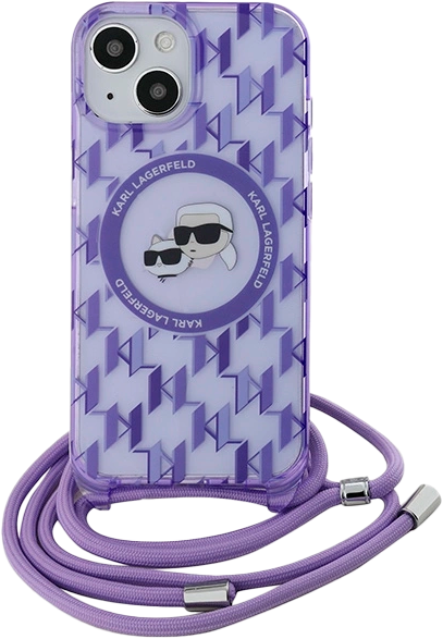 Etui Karl Lagerfeld IML Crossbody Monogram Karl & Choupette do Apple iPhone 13/14/15 Purple (KLHMP15SHCKCKLCU) - obraz 2