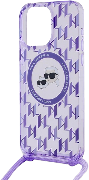 Etui Karl Lagerfeld IML Crossbody Monogram Karl & Choupette Head MagSafe do Apple iPhone 15 Pro Purple (KLHMP15LHCKCKLCU) - obraz 4
