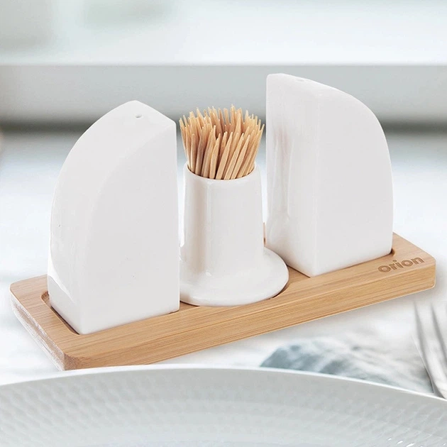 Solniczka i pieprzniczka Orion Whiteline porcelanowe białe (8592381208912) - obraz 2