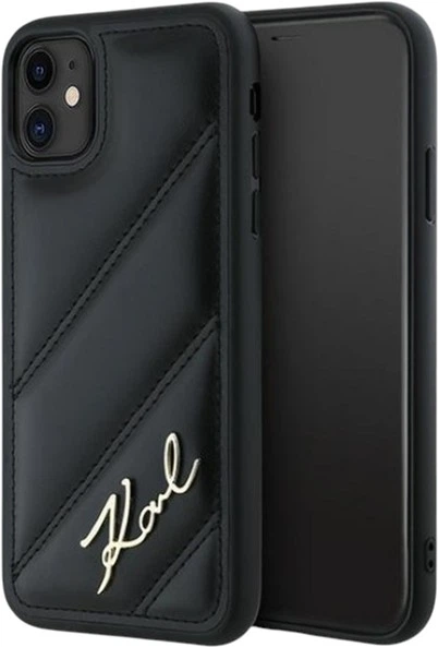 Панель Karl Lagerfeld Diagonal Quilted Script для Apple iPhone 11/Xr Black (KLHCN61PQDSMGK) - зображення 1