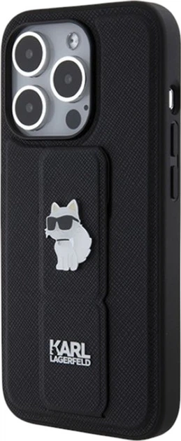 Панель Karl Lagerfeld Gripstand Saffiano Choupette Pin для Apple iPhone 14 Pro Max Black (KLHCP14XGSACHPK) - зображення 2