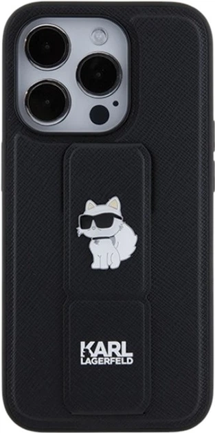 Панель Karl Lagerfeld Gripstand Saffiano Choupette Pin для Apple iPhone 14 Pro Max Black (KLHCP14XGSACHPK) - зображення 3