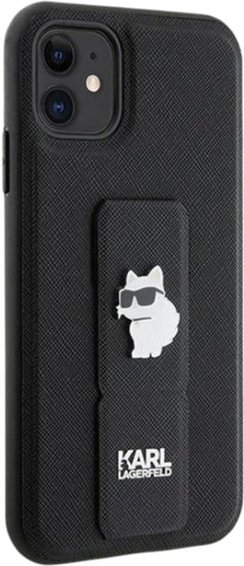 Etui Karl Lagerfeld Gripstand Saffiano Choupette Pin do Apple iPhone 15/14/13 Black (KLHCP15SGSACHPK) - obraz 4