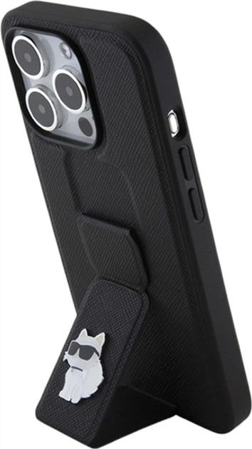Панель Karl Lagerfeld Gripstand Saffiano Choupette Pin для Apple iPhone 15 Pro Max Black (KLHCP15XGSACHPK) - зображення 2