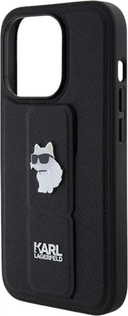 Панель Karl Lagerfeld Gripstand Saffiano Choupette Pin для Apple iPhone 15 Pro Max Black (KLHCP15XGSACHPK) - зображення 7