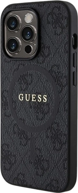 Etui Guess 4G Collection Leather Metal Logo MagSafe do Apple iPhone 15 Pro Black (GUHMP15LG4GFRK) - obraz 2