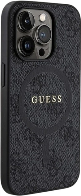 Etui Guess 4G Collection Leather Metal Logo MagSafe do Apple iPhone 15 Pro Black (GUHMP15LG4GFRK) - obraz 4