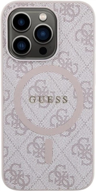 Панель Guess 4G Collection Leather Metal Logo MagSafe для Apple iPhone 15 Pro Max Pink (GUHMP15XG4GFRP) - зображення 3