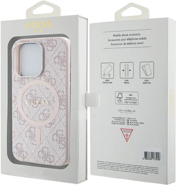 Панель Guess 4G Collection Leather Metal Logo MagSafe для Apple iPhone 15 Pro Max Pink (GUHMP15XG4GFRP) - зображення 8