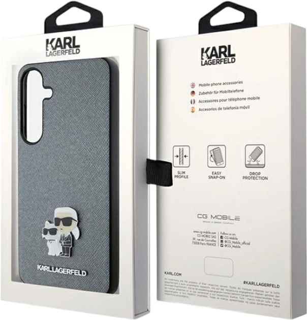Etui Karl Lagerfeld Saffiano Karl&Choupette Metal Pin do Samsung Galaxy S24 Plus Grey (KLHCS24MPSAKCMPG) - obraz 8