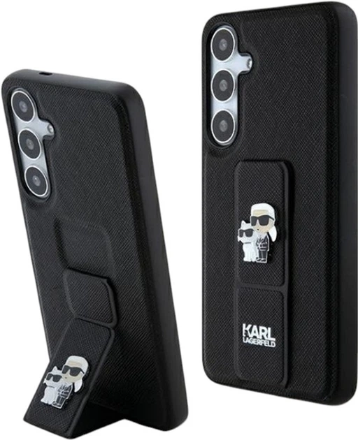 Etui Karl Lagerfeld Gripstand Saffiano Karl&Choupette Pin do Samsung Galaxy S24 Plus Black (KLHCS24MGSAKCPK) - obraz 2