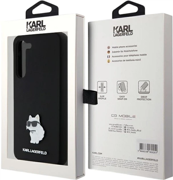 Панель Karl Lagerfeld Silicone Choupette Metal Pin для Samsung Galaxy S23 Plus Black (KLHCS23MSMHCNPK) - зображення 8