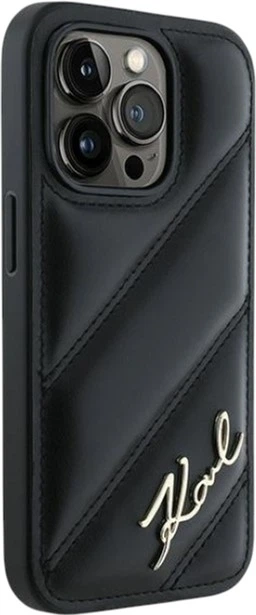 Etui Karl Lagerfeld Diagonal Quilted Script do Apple iPhone 15 Pro Black (KLHCP15LPQDSMGK) - obraz 4