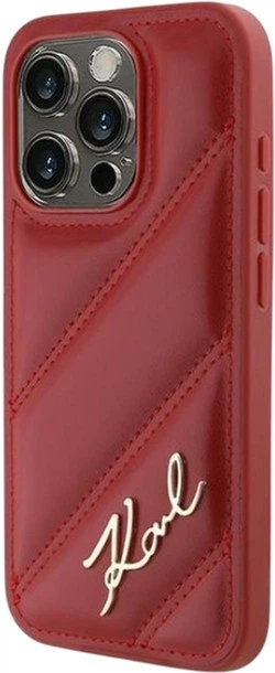 Etui Karl Lagerfeld Diagonal Quilted Script do Apple iPhone 15 Pro Red (KLHCP15LPQDSMGR) - obraz 2
