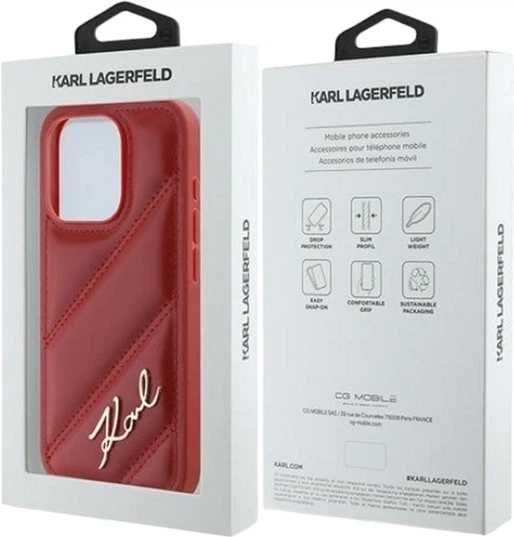 Панель Karl Lagerfeld Diagonal Quilted Script для Apple iPhone 15 Pro Max Red (KLHCP15XPQDSMGR) - зображення 8