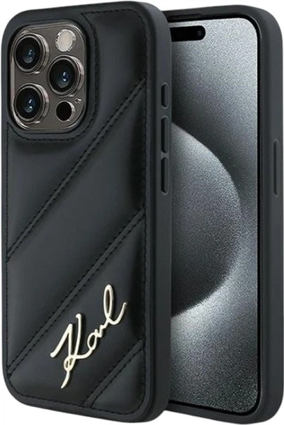Панель Karl Lagerfeld Diagonal Quilted Script для Apple iPhone 14 Pro Max Black (KLHCP14XPQDSMGK) - зображення 1