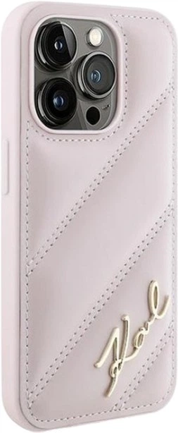 Etui Karl Lagerfeld Diagonal Quilted Script do Apple iPhone 15 Pro Pink (KLHCP15LPQDSMGP) - obraz 4