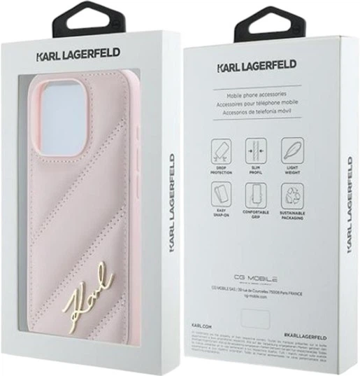 Etui Karl Lagerfeld Diagonal Quilted Script do Apple iPhone 15 Pro Pink (KLHCP15LPQDSMGP) - obraz 8