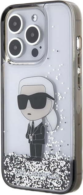 Etui Karl Lagerfeld Liquid Glitter Ikonik do Apple iPhone 15 Pro Transparent (KLHCP15LLKKNSK) - obraz 2
