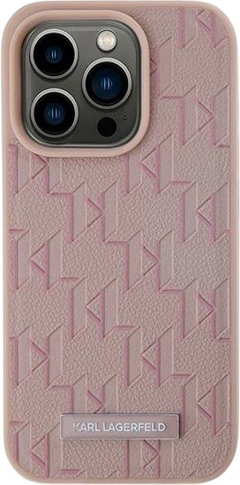 Etui plecki Karl Lagerfeld Leather Monogram Metal Logo MagSafe do Apple iPhone 15 Pro Pink (3666339253929) - obraz 3