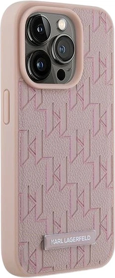Etui plecki Karl Lagerfeld Leather Monogram Metal Logo MagSafe do Apple iPhone 15 Pro Pink (3666339253929) - obraz 4