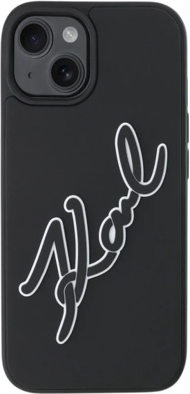 Etui plecki Karl Lagerfeld 3D Rubber Signature do Apple iPhone 15 Black (3666339257545) - obraz 3