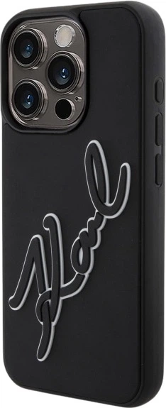 Etui plecki Karl Lagerfeld 3D Rubber Signature do Apple iPhone 15 Pro Black (3666339257569) - obraz 2