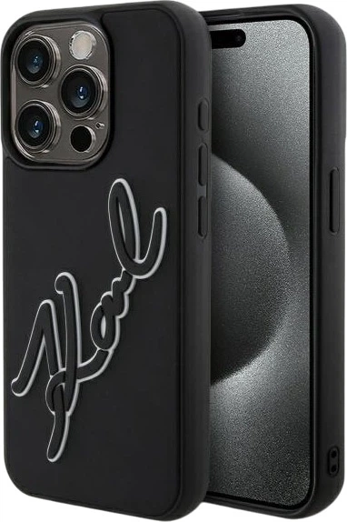 Панель Karl Lagerfeld 3D Rubber Signature для Apple iPhone 15 Pro Max Black (3666339257576) - зображення 1