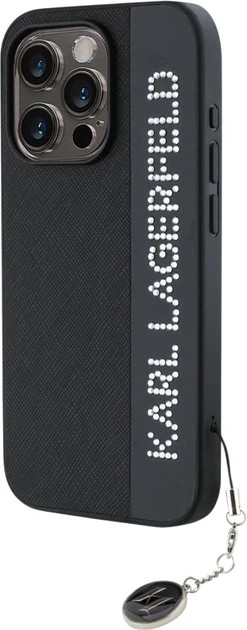 Etui plecki Karl Lagerfeld Saffiano Rhinestones & Charm do Apple iPhone 15 Pro Black (3666339257989) - obraz 2