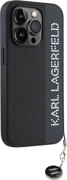 Etui plecki Karl Lagerfeld Saffiano Rhinestones & Charm do Apple iPhone 15 Pro Black (3666339257989) - obraz 4