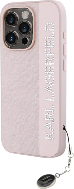 Панель Karl Lagerfeld Saffiano Rhinestones & Charm для Apple iPhone 15 Pro Max Pink (3666339258139) - зображення 2