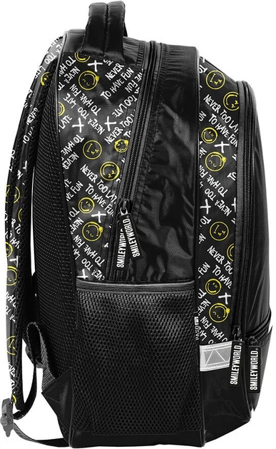 Шкільний рюкзак Paso Express yourself Smileyworld 38 x 28 x 15 см 18 л Чорний (5903162136387) - зображення 2