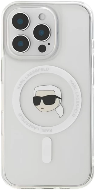 Etui Karl Lagerfeld IML Metal Karl Head MagSafe do Apple iPhone 16 Pro White (KLHMP16LHLSKIH) - obraz 3