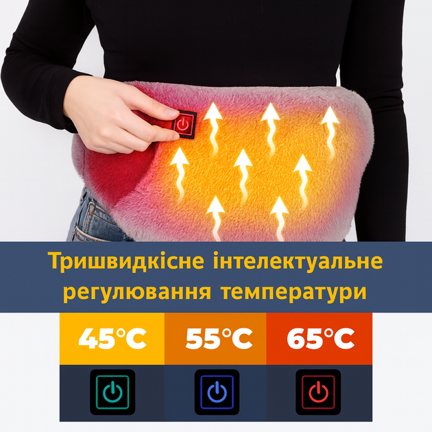 Электро-пояс с подогревом USB, графеновый нагрев, 3 режима, портативный, серый - Фото 4 Электро-пояс с подогревом USB, графеновый нагрев, 3 режима, портативный, серый - изображение 4