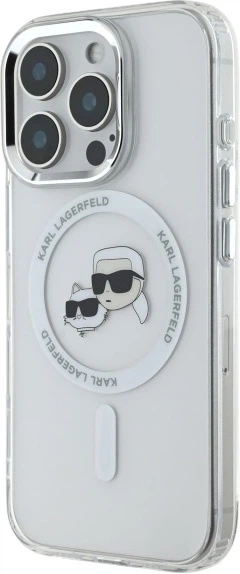 Etui plecki Karl Lagerfeld IML Metal Karl&Choupette Head MagSafe do iPhone 16 Pro White (KLHMP16LHLSKCH) - obraz 2