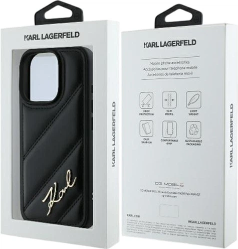 Etui Plecki Karl Lagerfeld Quilted Signature do Apple iPhone 16 Pro Black (KLHCP16LPQDSMGK) - obraz 7