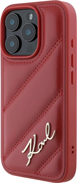 Etui Plecki Karl Lagerfeld Quilted Signature do Apple iPhone 16 Pro Red (KLHCP16LPQDSMGR) - obraz 1