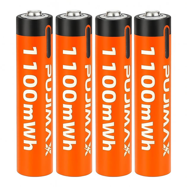 Акумуляторні батарейки PUJIMAX AAA 1.5V 1100 мВт·год літій-іонні (4 шт + кабель + коробка) - Фото 1 Акумуляторні батарейки PUJIMAX AAA 1.5V 1100 мВт·год літій-іонні (4 шт + кабель + коробка) - зображення 1