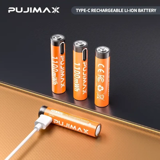 Акумуляторні батарейки PUJIMAX AAA 1.5V 1100 мВт·год літій-іонні (4 шт + кабель + коробка) - Фото 6 Акумуляторні батарейки PUJIMAX AAA 1.5V 1100 мВт·год літій-іонні (4 шт + кабель + коробка) - зображення 6