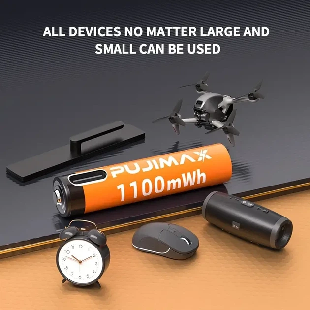 Акумуляторні батарейки PUJIMAX AAA 1.5V 1100 мВт·год літій-іонні (4 шт + кабель + коробка) - Фото 7 Акумуляторні батарейки PUJIMAX AAA 1.5V 1100 мВт·год літій-іонні (4 шт + кабель + коробка) - зображення 7