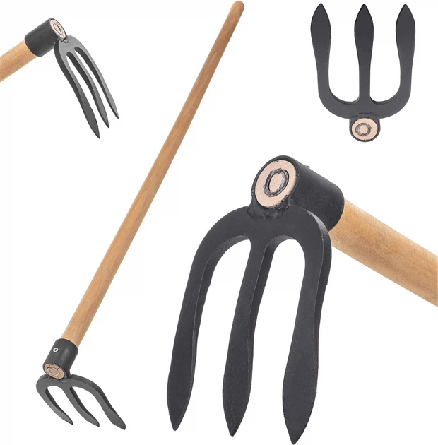 Кована тризуба мотика Kadax Husby 15 x 12 см з ручкою (K12158) - зображення 1