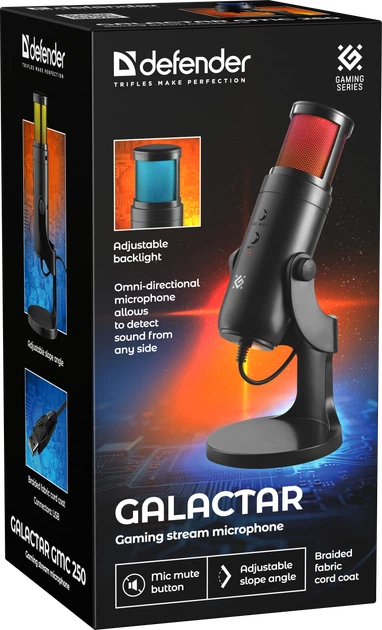 Ігровий стрим-мікрофон Defender Galactar GMC 250 USB LED Black (4745090829136) - зображення 9