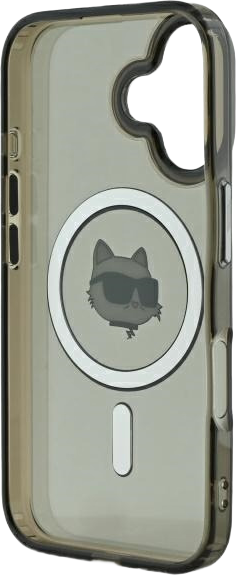 Etui plecki Karl Lagerfeld IML Metal Choupette Head MagSafe do iPhone 16 Plus Black (KLHMP16MHLSCHK) - obraz 2